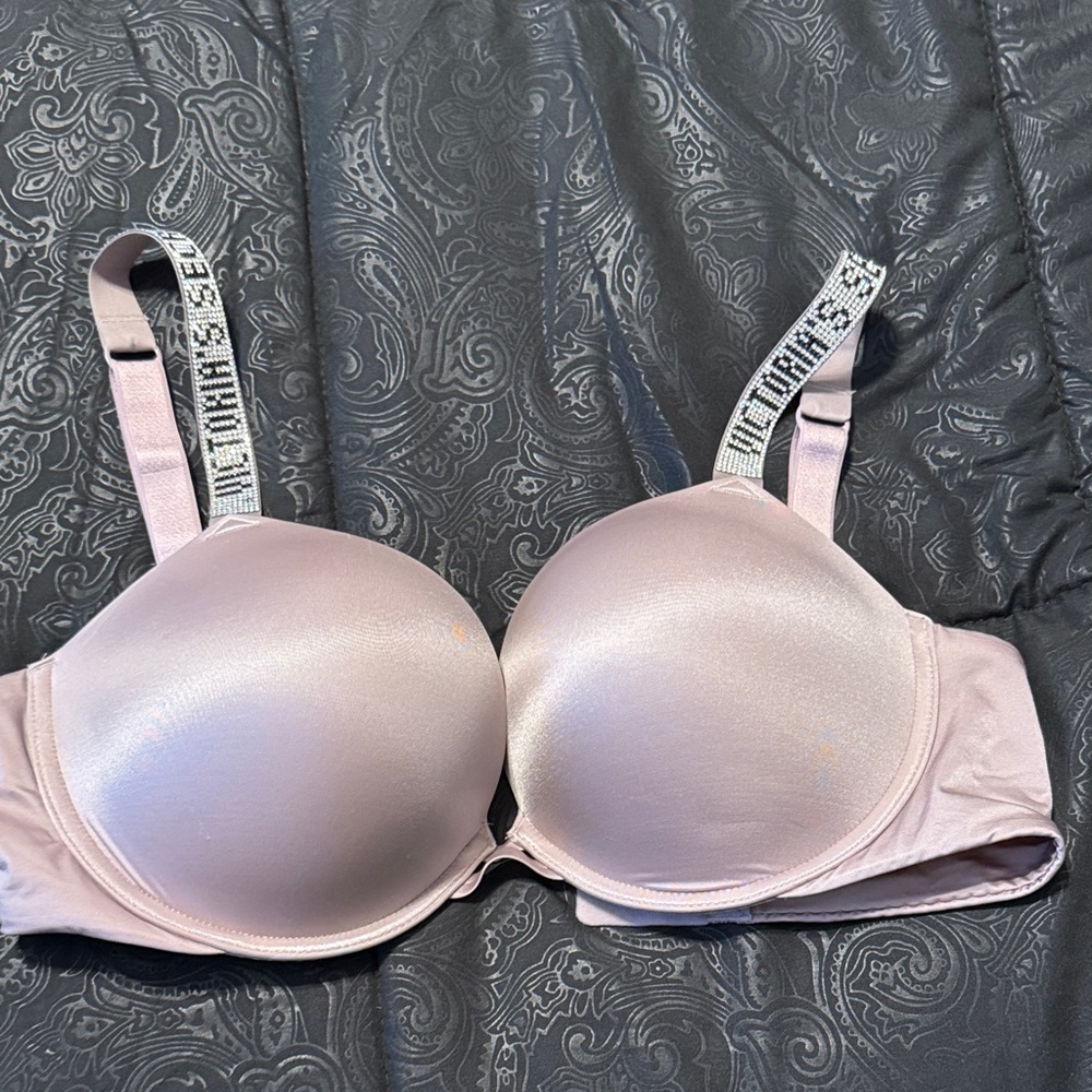 VS Bombshell Mauve Bra with Embellished Straps